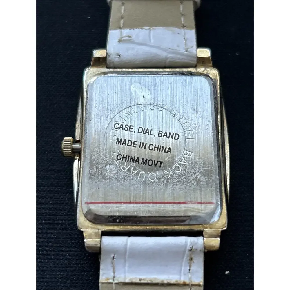 Gold Tone White Band Women’s Quartz Watch